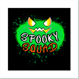 Spooky Squad Jack O Lantern Green Pumpkin Splat Quote Posters and Art